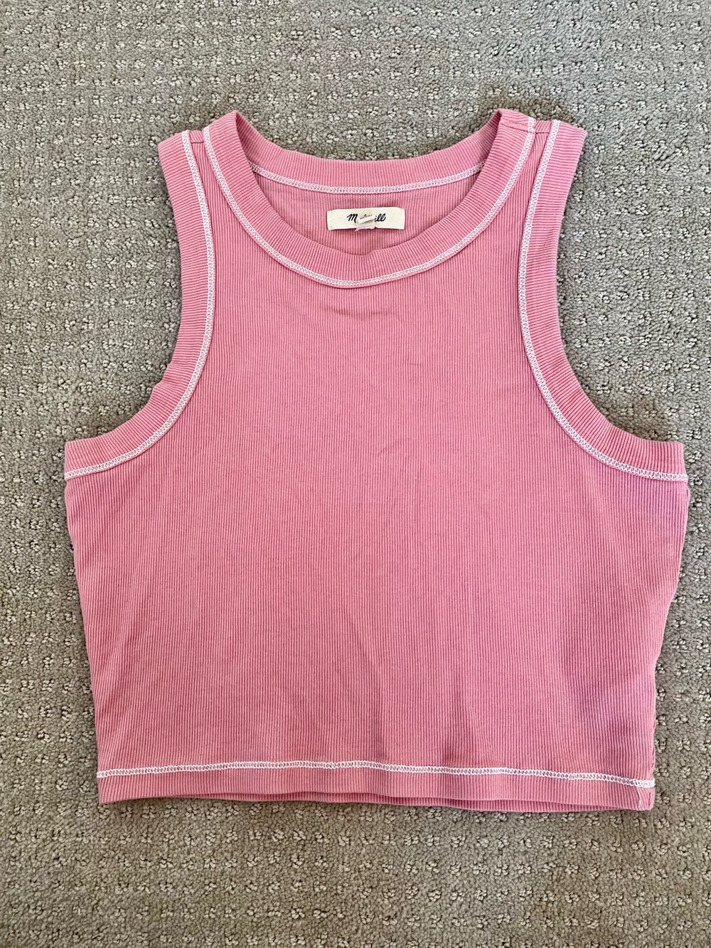 Madewell Pink Ribbed Crop Tank Top